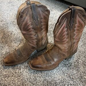 Ariat Brown and Pink Cowboy Boots